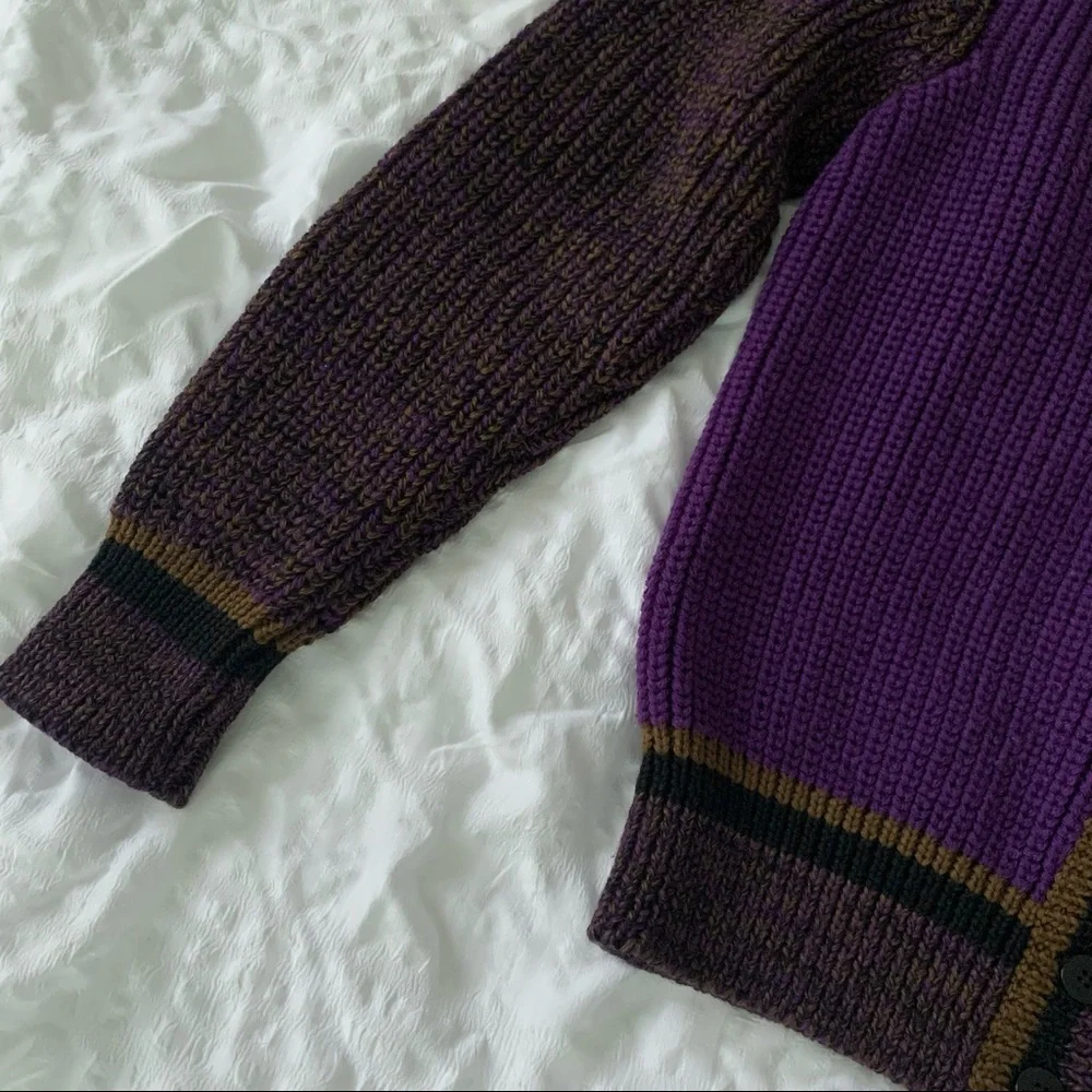 Vintage Kenzo Purple Cardigan Wool Grandpa Sweater - Picture 6 of 11